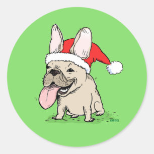French Bulldog Christmas Holiday   Funny Dog Xmas Classic Round Sticker