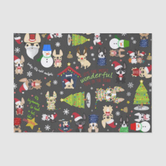 French Bulldog Christmas Holiday Tissue Paper