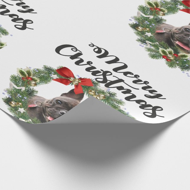 French bulldog Christmas holiday Wrapping Paper (Corner)