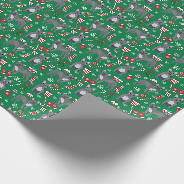 French Bulldog Christmas holiday Wrapping Paper (Corner)