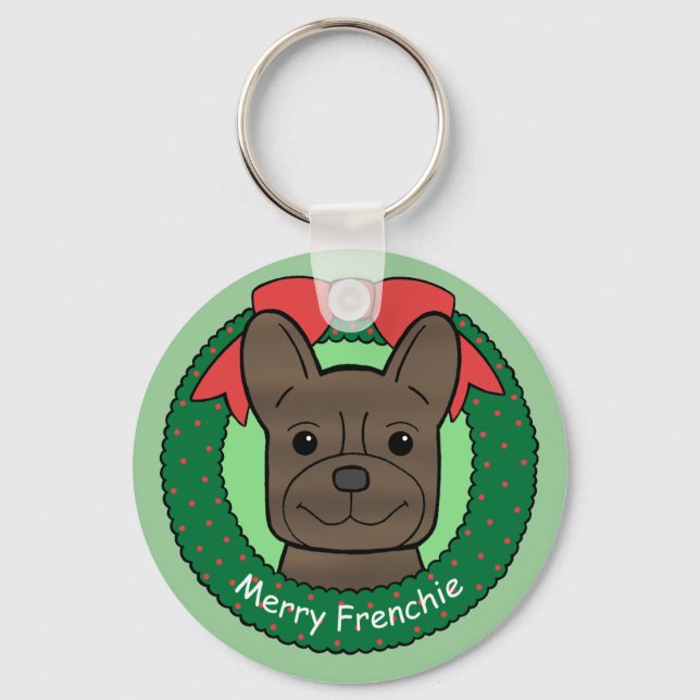 French Bulldog Christmas Keychain (Front)