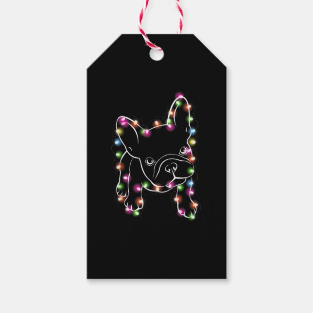 French Bulldog Christmas Light Gift Tags (Front)