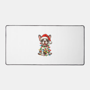 French Bulldog Christmas Lights Santa Hat Boys Gir Desk Mat