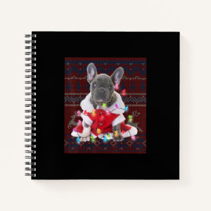 French Bulldog Christmas Lights Ugly Sweater Dog Notebook