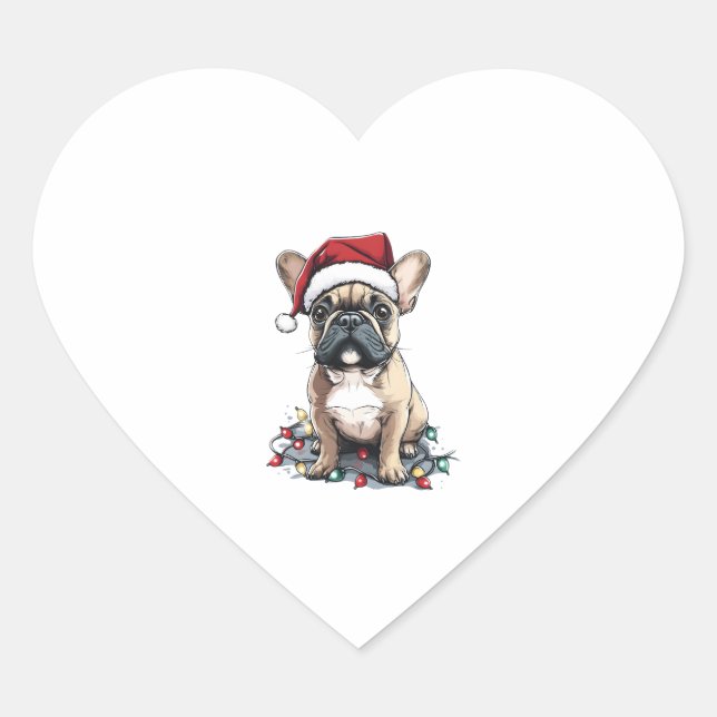 French Bulldog Christmas Lights Xmas Dogs Gifts Me Heart Sticker (Front)