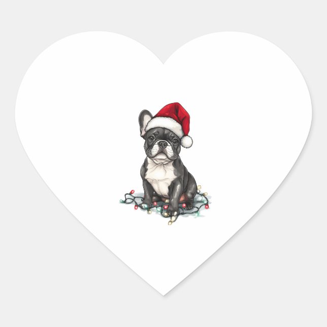 French Bulldog Christmas Lights Xmas Dogs Gifts Me Heart Sticker (Front)