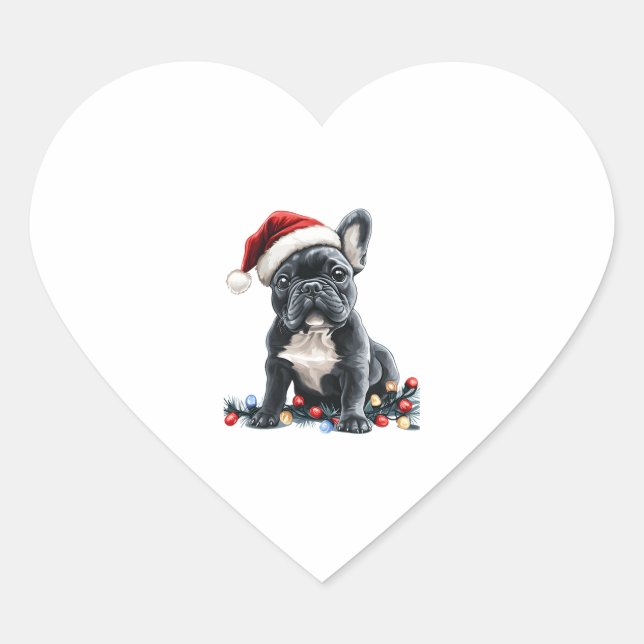 French Bulldog Christmas Lights Xmas Dogs Gifts Me Heart Sticker (Front)