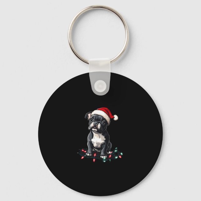French Bulldog Christmas Lights Xmas Dogs Gifts Me Keychain (Front)