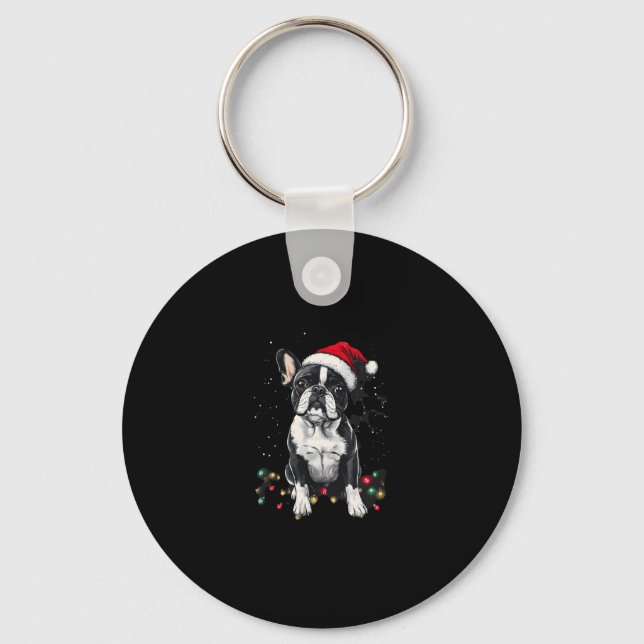 French Bulldog Christmas Lights Xmas Dogs Gifts Me Keychain (Front)