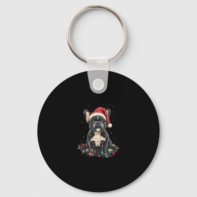 French Bulldog Christmas Lights Xmas Dogs Gifts Me Keychain (Front)