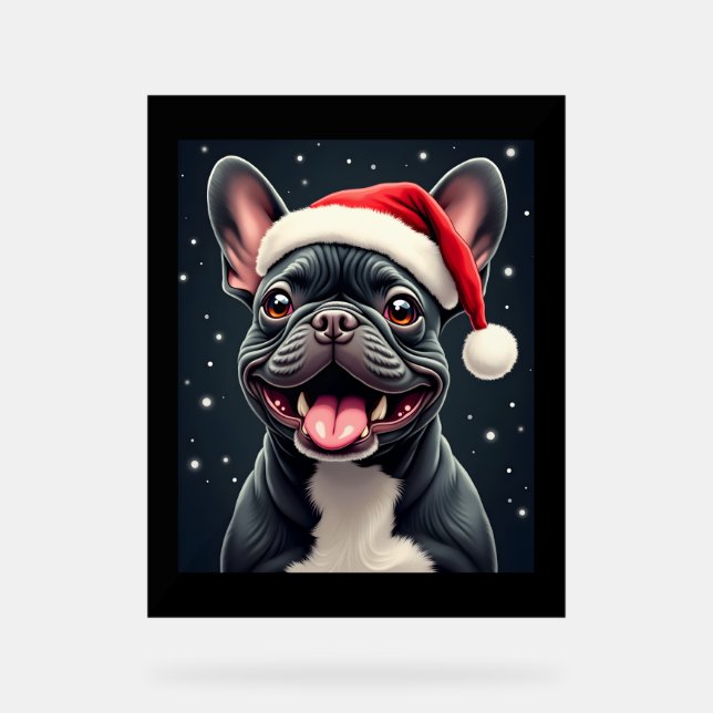 French Bulldog Christmas Long Sleeve T-Shirt Acrylic Sign (Front)
