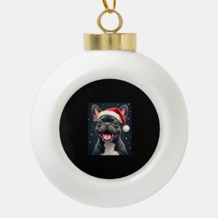 French Bulldog Christmas Long Sleeve T-Shirt Ceramic Ball Christmas Ornament