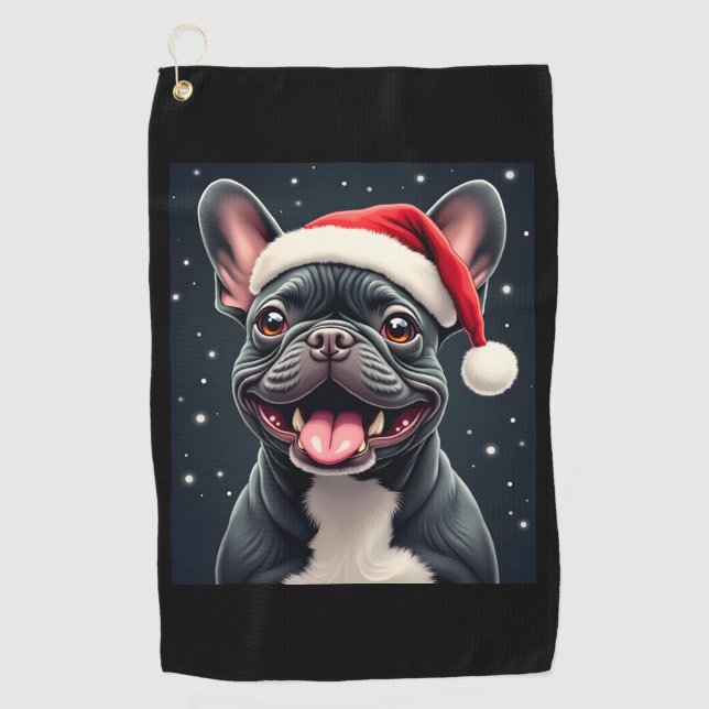 French Bulldog Christmas Long Sleeve T-Shirt Golf Towel (Front)