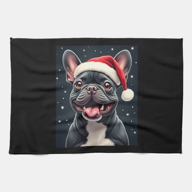 French Bulldog Christmas Long Sleeve T-Shirt Kitchen Towel (Horizontal)