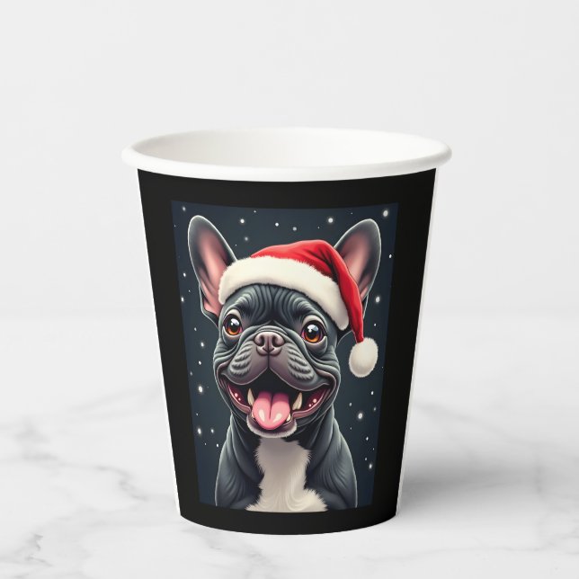 French Bulldog Christmas Long Sleeve T-Shirt Paper Cups (Front)