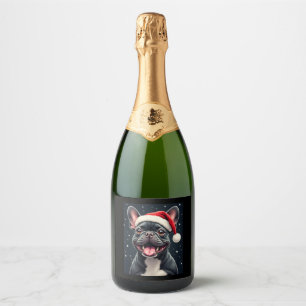 French Bulldog Christmas Long Sleeve T-Shirt Sparkling Wine Label