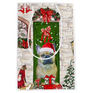French Bulldog Christmas   Medium Gift Bag