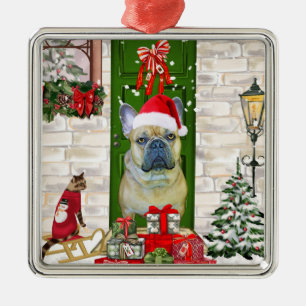 French Bulldog Christmas  Metal Ornament