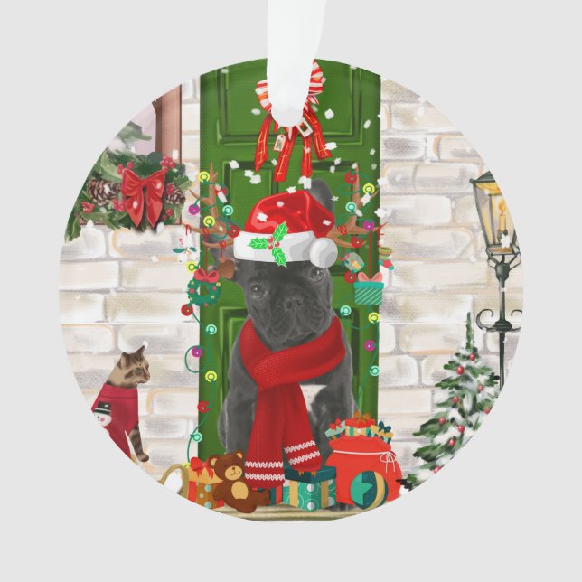 French Bulldog Christmas  Ornament (Front)