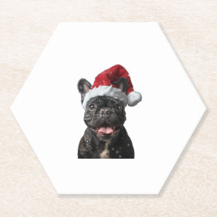 French Bulldog Christmas  Paper Coaster