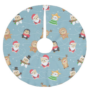 French Bulldog Christmas Pattern Brushed Polyester Tree Skirt