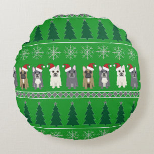 French Bulldog Christmas Round Pillow