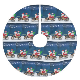 French Bulldog Christmas Santa Claus Brushed Polyester Tree Skirt