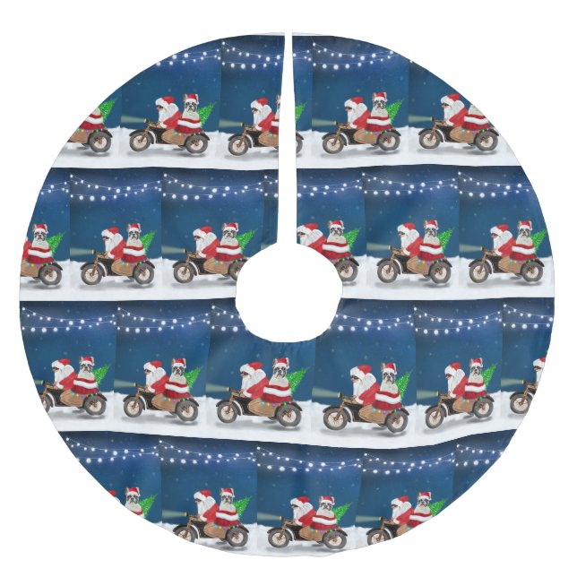 French Bulldog Christmas Santa Claus   Brushed Polyester Tree Skirt (Front)