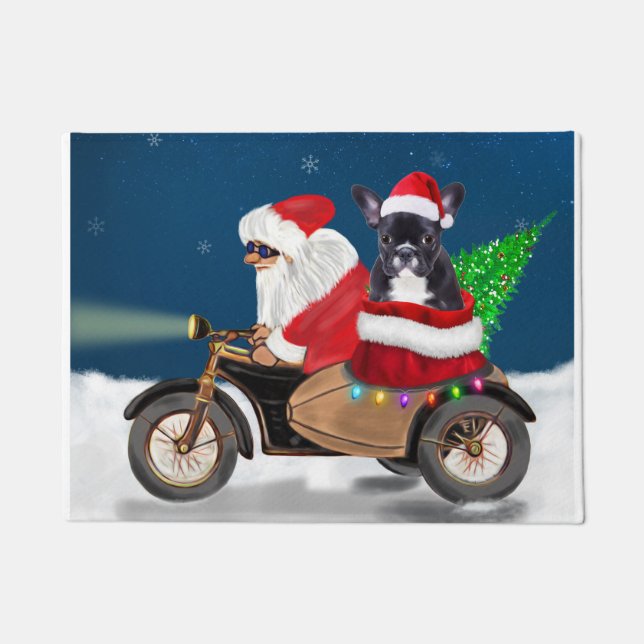French Bulldog Christmas Santa Claus  Doormat (Front)