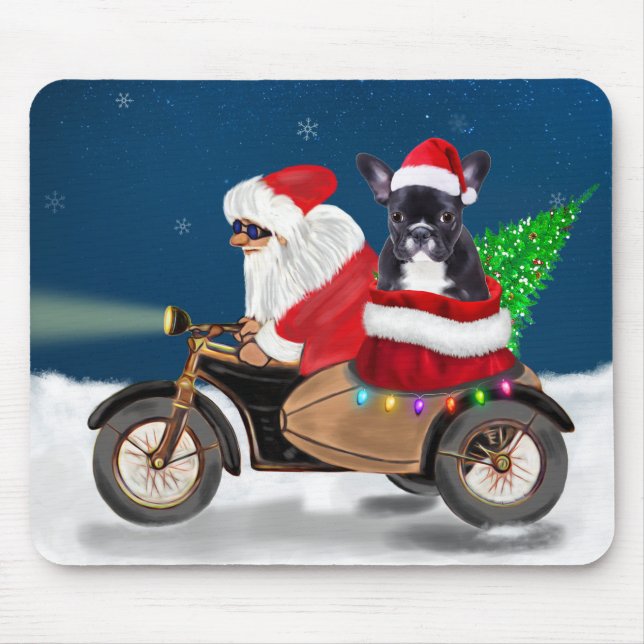 French Bulldog Christmas Santa Claus  Mouse Pad (Front)