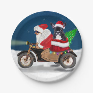 French Bulldog Christmas Santa Claus Paper Plate