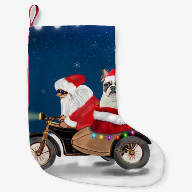French Bulldog Christmas Santa Claus   Small Christmas Stocking (Front)