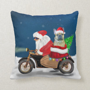 French Bulldog Christmas Santa Claus  Throw Pillow