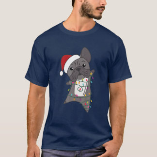 French Bulldog Christmas Santa Clauses Fairy Light T-Shirt