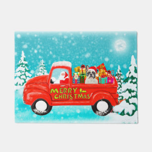 French Bulldog Christmas Santa Delivery Truck Doormat