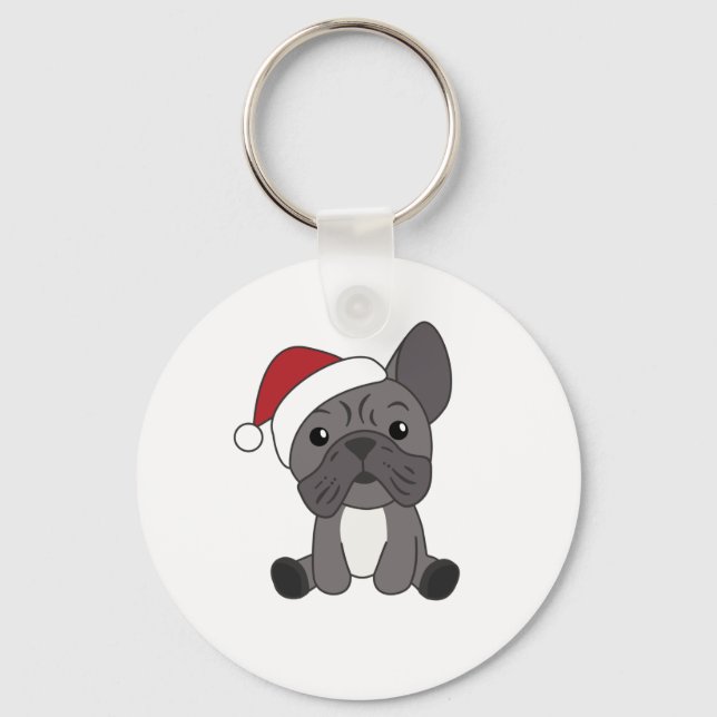 French Bulldog Christmas Snow Winter Animals Keychain (Front)