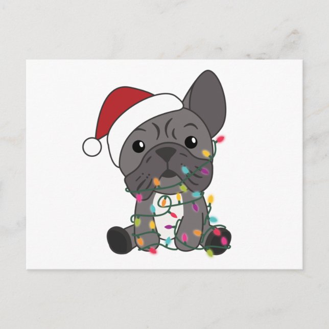 French Bulldog Christmas Snow Winter Animals Postcard (Front)