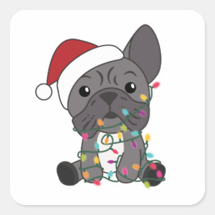 French Bulldog Christmas Snow Winter Animals Square Sticker