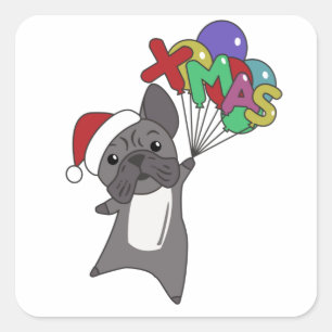 French Bulldog Christmas Snow Winter Animals Square Sticker