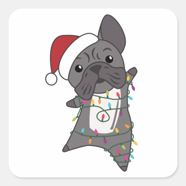 French Bulldog Christmas Snow Winter Animals Square Sticker (Front)