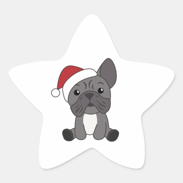 French Bulldog Christmas Snow Winter Animals Star  Star Sticker (Front)