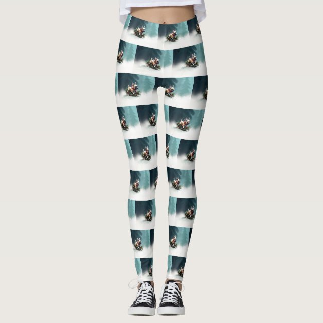 French Bulldog Christmas snow winter  Leggings (Front)
