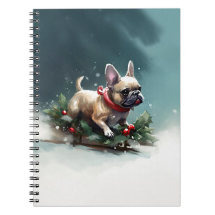 French Bulldog Christmas snow winter Notebook