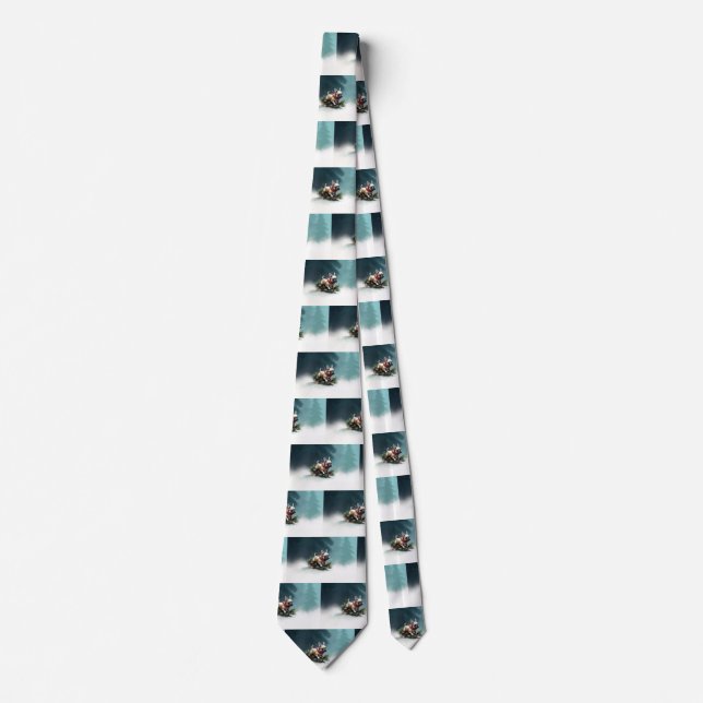 French Bulldog Christmas snow winter  Tie (Front)