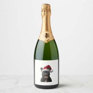 French Bulldog Christmas  Sparkling Wine Label