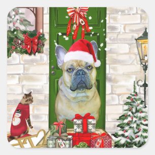 French Bulldog Christmas  Square Sticker