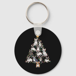French Bulldog Christmas Tree Frenchie Dog Xmas Pa Keychain