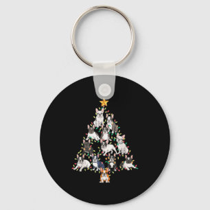 French Bulldog Christmas Tree Frenchie Dog Xmas Pa Keychain
