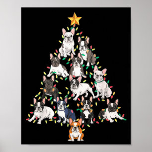 French Bulldog Christmas Tree Frenchie Dog Xmas Pa Poster