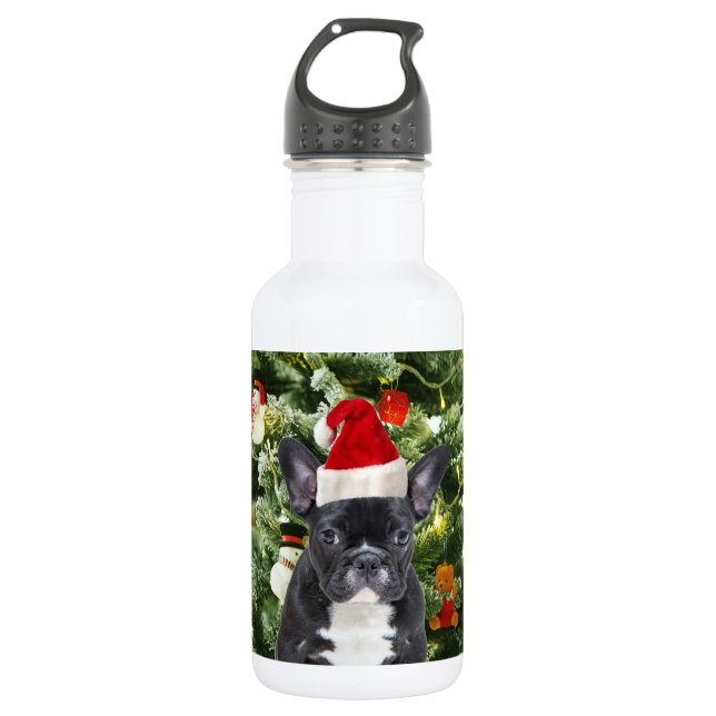 French Bulldog Christmas Tree Ornaments Snowman 532 Ml Water Bottle (Front)